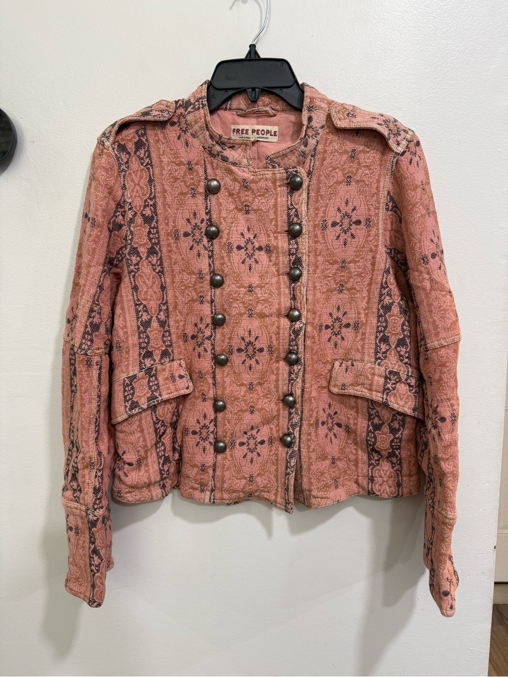 NWT Free People Lotty Jacquard Jacket Sz Medium in ROSE SMOKE - Picture 2 of 10